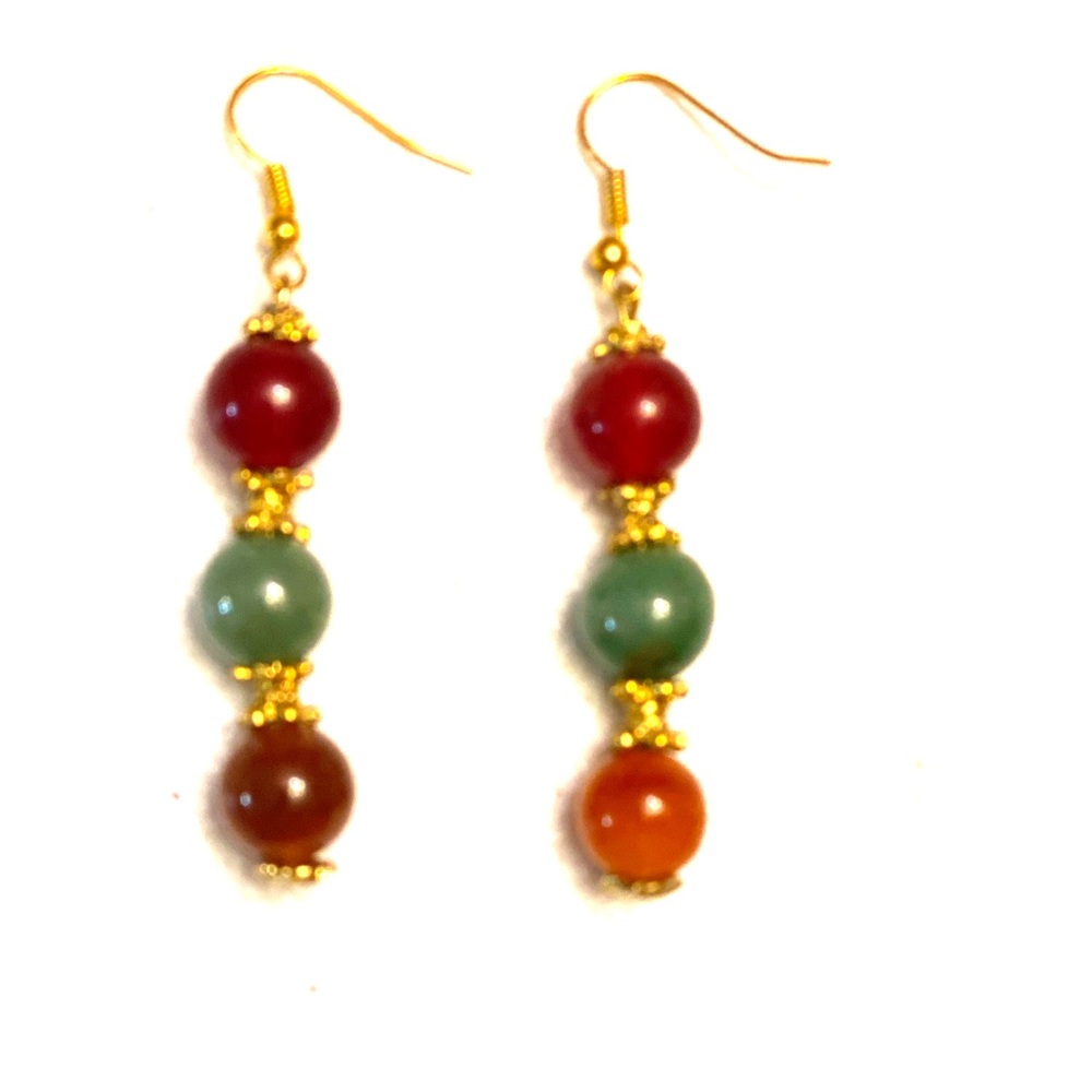 Gemstone Beaded Stack Drop Pierced Earrings